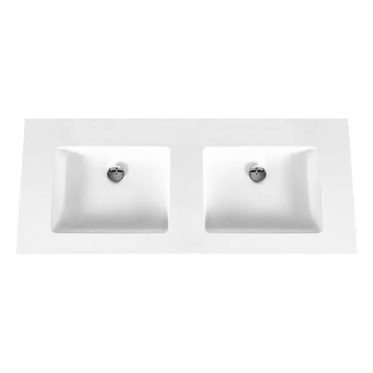 SaniSupreme ALONI SOLID SURFACE DUBBELE WASTAFEL (160CM) - WIT - zonder kraangat
