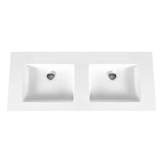 SaniSupreme ALONI SOLID SURFACE DUBBELE WASTAFEL (160CM) - WIT - zonder kraangat
