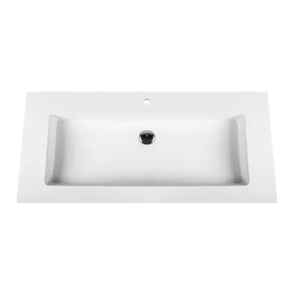 SaniSupreme ALONI SOLID SURFACE enkele WASTAFEL (100CM) - WIT - zonder kraangat