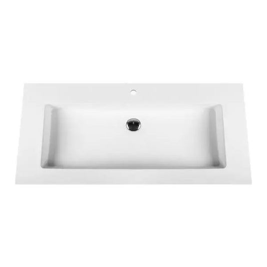 SaniSupreme ALONI SOLID SURFACE enkele WASTAFEL (100CM) - WIT - zonder kraangat