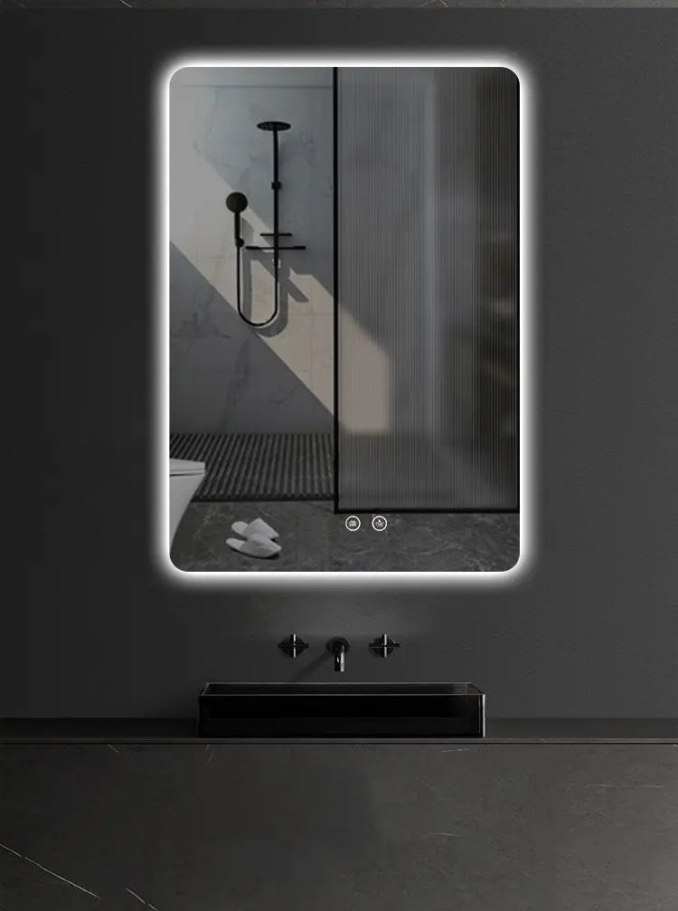 SaniSupreme Aloni Tower badkamerspiegel rechthoekig 60x80 cm met led verlichting, verwarming en touch schakelaar