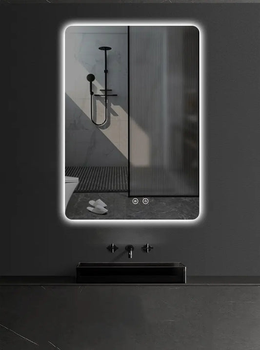 SaniSupreme Aloni Tower badkamerspiegel rechthoekig 60x80 cm met led verlichting, verwarming en touch schakelaar