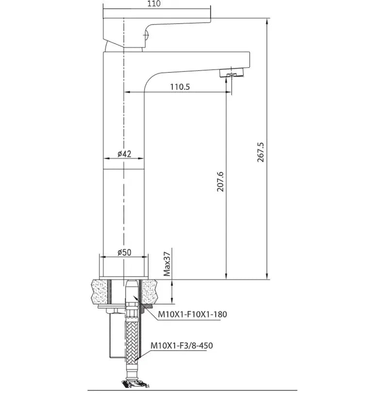 SaniSupreme Aloni verhoogde wastafelkraan - gunmetal grijs