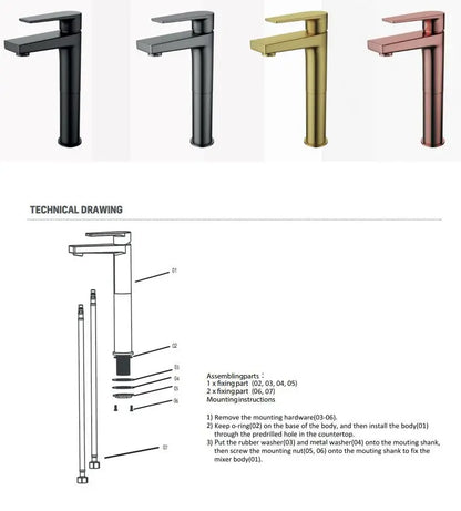 SaniSupreme Aloni verhoogde wastafelkraan - gunmetal grijs