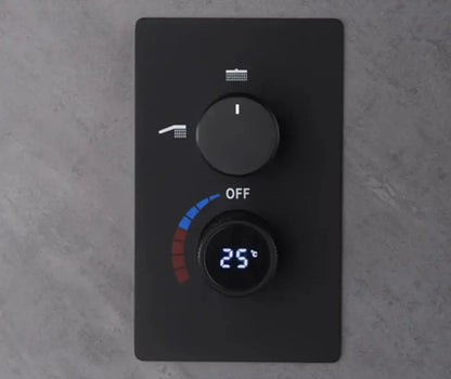 SaniSupreme Aqua - AeroLine Digitale Doucheset Inbouw Douchekraan- LCD Display Mengkraan 10 inch regendouche 2- weg zwart