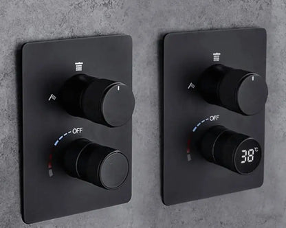 SaniSupreme Aqua - AeroLine Digitale Doucheset Inbouw Douchekraan- LCD Display Mengkraan 10 inch regendouche 2- weg zwart