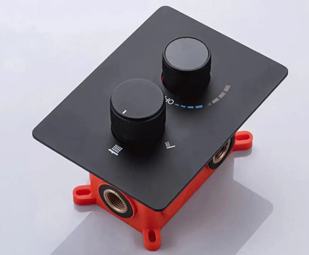 SaniSupreme Aqua - AeroLine Digitale Doucheset Inbouw Douchekraan- LCD Display Mengkraan 16 inch regendouche 2- weg zwart