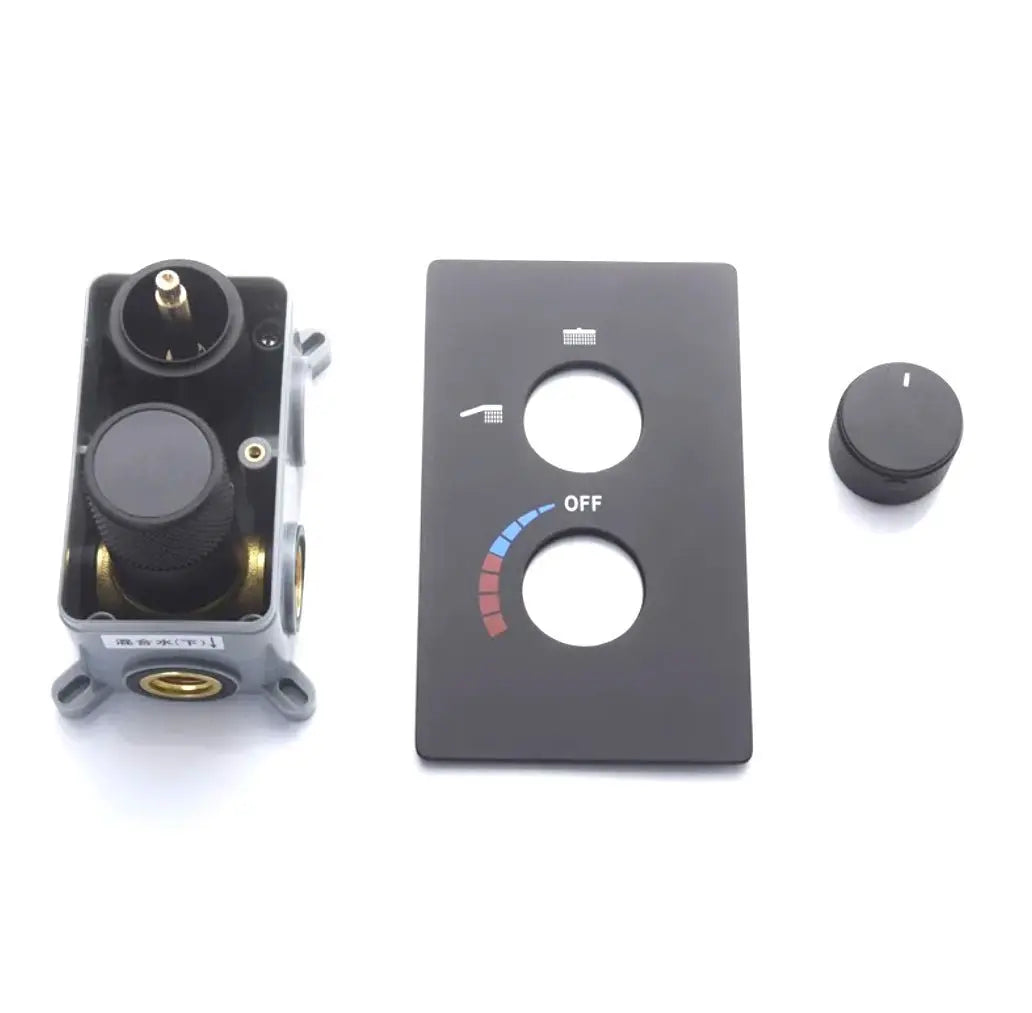 SaniSupreme Aqua - AeroLine Digitale Doucheset Inbouw Douchekraan- LCD Display Mengkraan 16 inch regendouche 2- weg zwart