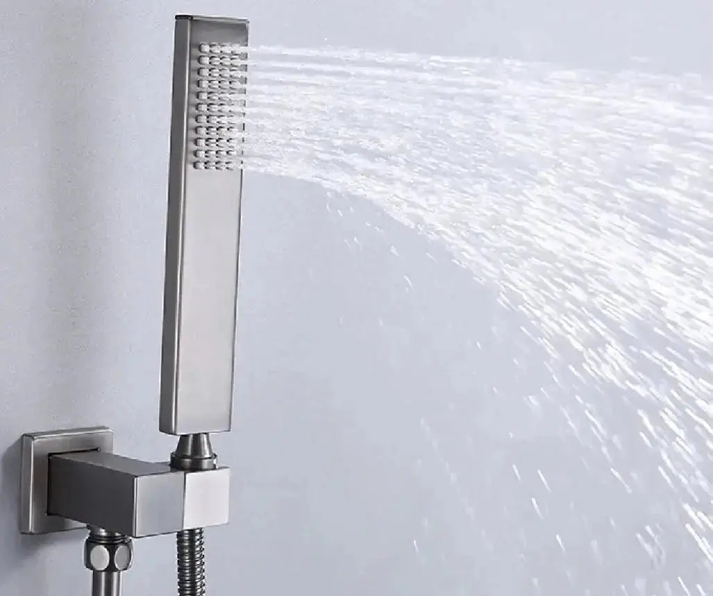 SaniSupreme Aqua - AeroLine Digitale Doucheset Inbouw Douchekraan- LCD Display Mengkraan 30 cm regendouche 2- weg Gun Metal