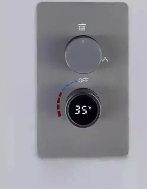 SaniSupreme Aqua - AeroLine Digitale Doucheset Inbouw Douchekraan- LCD Display Mengkraan 30 cm regendouche 2- weg Gun Metal