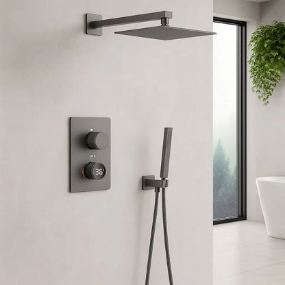 SaniSupreme Aqua-AeroLine Doucheset LCD Display 25 cm Gun Metal Sanisupreme