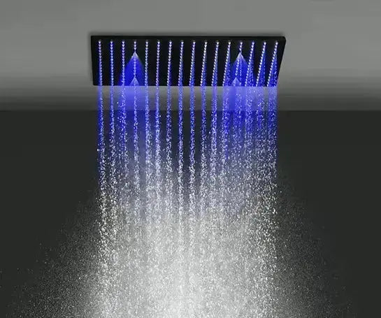 SaniSupreme® AquaMax Platinum Wellness Plafond Thermostatische Doucheset 3 weg Inbouw Plafond LED regendouche Mat Zwart