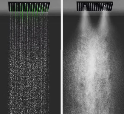 SaniSupreme® AquaMax Platinum Wellness Plafond Thermostatische Doucheset 3 weg Inbouw Plafond LED regendouche Mat Zwart