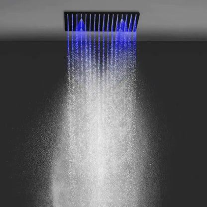 SaniSupreme® AquaMax Platinum Wellness Plafond Thermostatische Doucheset 3 weg Inbouw Plafond LED regendouche Mat Zwart
