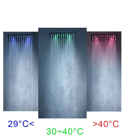 SaniSupreme® AquaMax Platinum Wellness Plafond Thermostatische Doucheset 3 weg Inbouw Plafond LED regendouche Mat Zwart