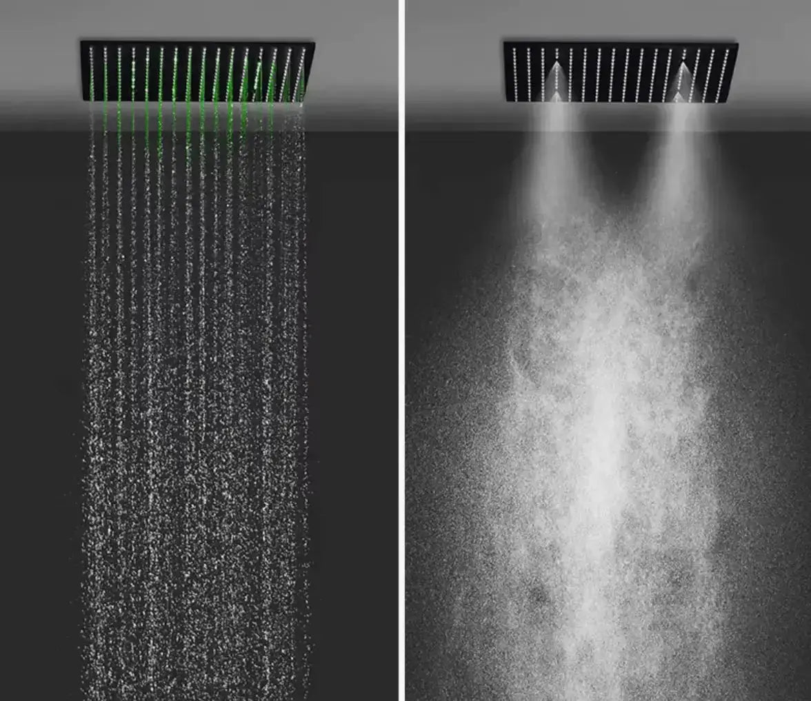 SaniSupreme® AquaMax Platinum Wellness Plafond Thermostatische Doucheset 3 weg Inbouw Plafond LED regendouche Mat Zwart