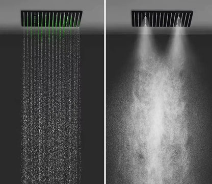 SaniSupreme® AquaMax Platinum Wellness Plafond Thermostatische Doucheset 3 weg Inbouw Plafond LED regendouche Mat Zwart