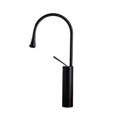 SaniSupreme AquaSoft wastafelkraan opbouw hoog model gebogen uitloop mat - zwart