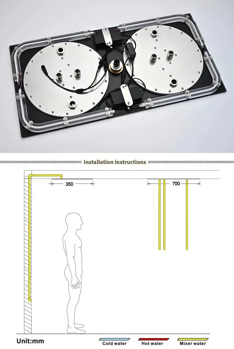 SaniSupreme® AquaTherme Duo Plafond Inbouw Komplete Set + remote en Bluetooth
