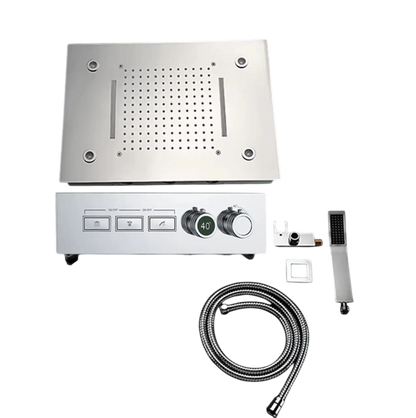 SaniSupreme® AquaTherme Plafond Thermostatische Doucheset Genua 3 weg Inbouw Plafond LED regendouche Chroom