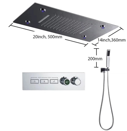 SaniSupreme® AquaTherme Plafond Thermostatische Doucheset Genua 3 weg Inbouw Plafond LED regendouche Chroom