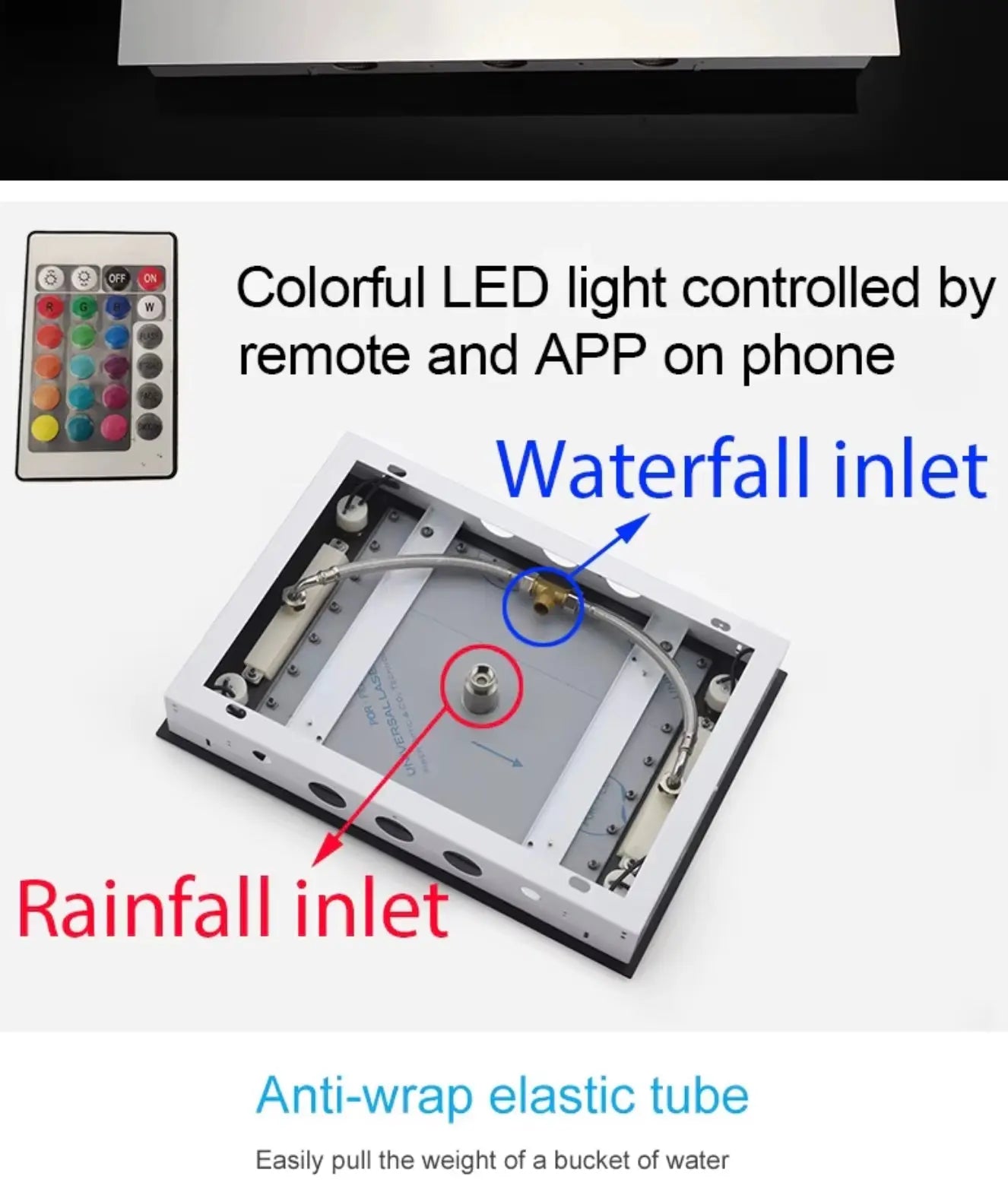 SaniSupreme® AquaTherme Plafond Thermostatische Doucheset Genua 3 weg Inbouw Plafond LED regendouche Chroom
