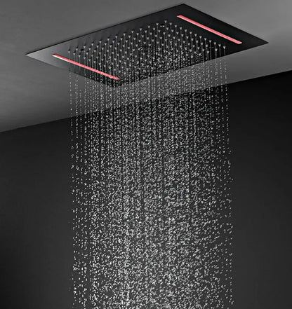 SaniSupreme® AquaTherme Plafond Thermostatische Doucheset Genua 3 weg Inbouw Plafond LED regendouche Mat Zwart