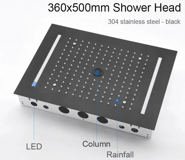 SaniSupreme® AquaTherme Plafond Thermostatische Doucheset Genua 3 weg Inbouw Plafond LED regendouche Mat Zwart