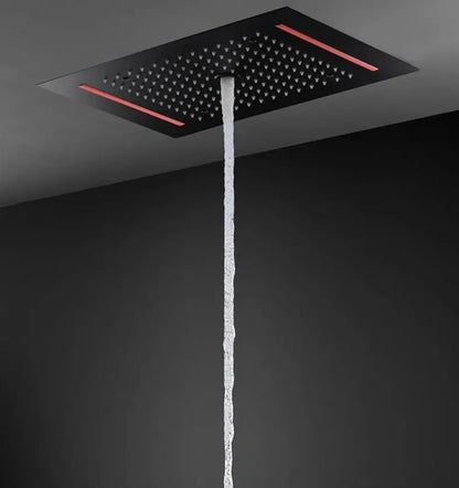 SaniSupreme® AquaTherme Plafond Thermostatische Doucheset Genua 3 weg Inbouw Plafond LED regendouche Mat Zwart