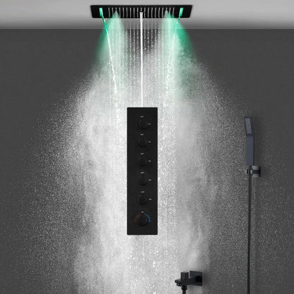 SaniSupreme® AquaTherme Plafond Thermostatische Inbouw Regendouche Napels LED Mat Zwart