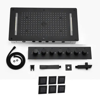 SaniSupreme® AquaTherme Plafond Thermostatische Inbouw Regendouche Napels LED Mat Zwart