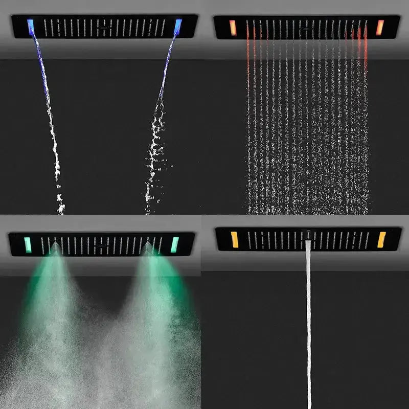 SaniSupreme® AquaTherme Plafond Thermostatische Inbouw Regendouche Napels LED Mat Zwart