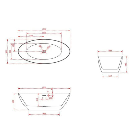 SaniSupreme AquaTherme Vrijstaand bad Milano 170x80 mat wit