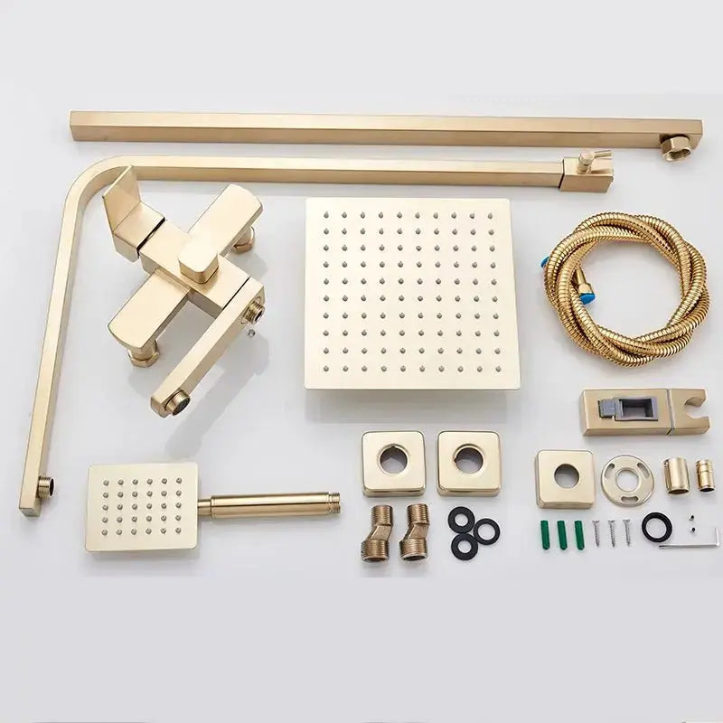 SaniSupreme Arizona opbouw bad doucheset 3 - weg met baduitloop 30 cm. regendouche Goud Geborsteld