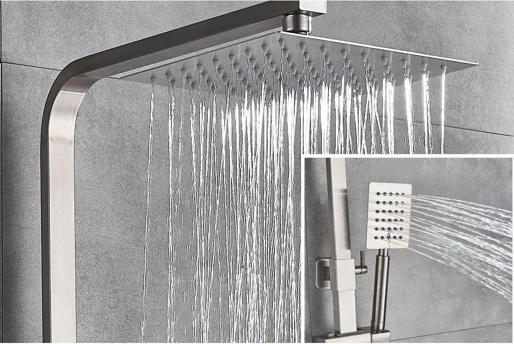 SaniSupreme Arizona opbouw bad doucheset 3 - weg met baduitloop 30 cm. regendouche RVS Geborsteld