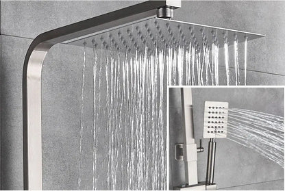 SaniSupreme Arizona opbouw bad doucheset 3 - weg met baduitloop 30 cm. regendouche RVS Geborsteld