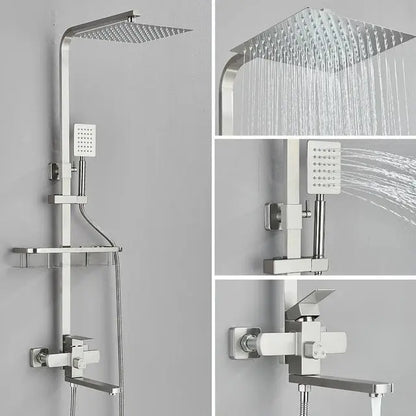 SaniSupreme Arizona opbouw bad doucheset 3 - weg met baduitloop 30 cm. regendouche RVS Geborsteld