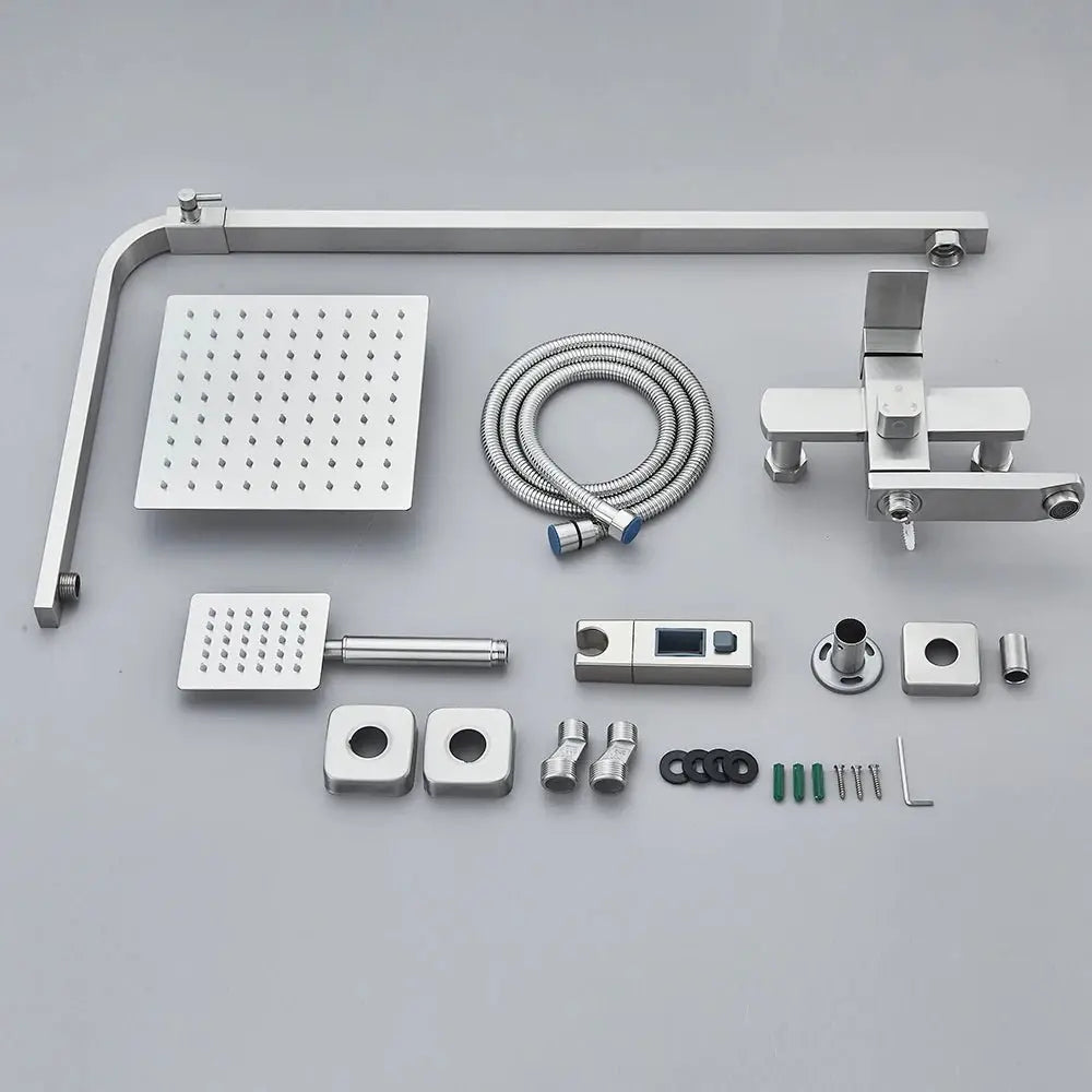 SaniSupreme Arizona opbouw bad doucheset 3 - weg met baduitloop 30 cm. regendouche RVS Geborsteld