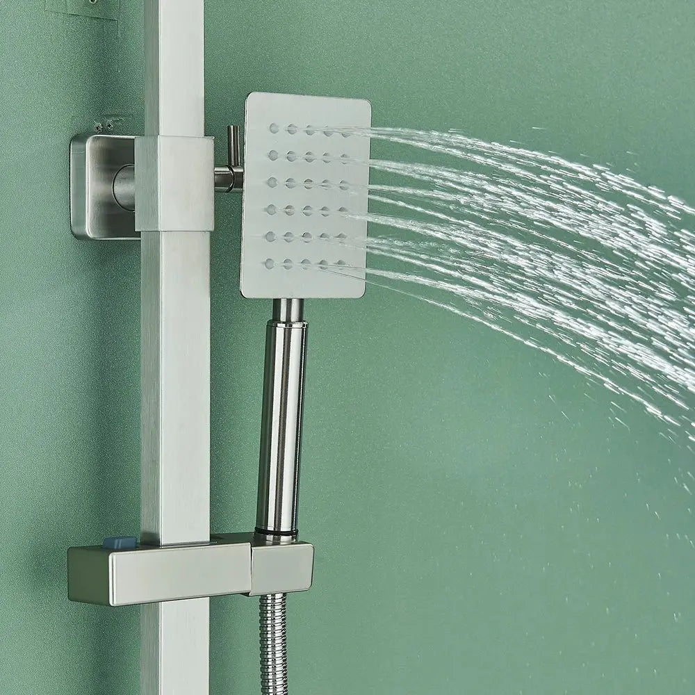 SaniSupreme Arizona opbouw bad doucheset 3 - weg met baduitloop 30 cm. regendouche RVS Geborsteld