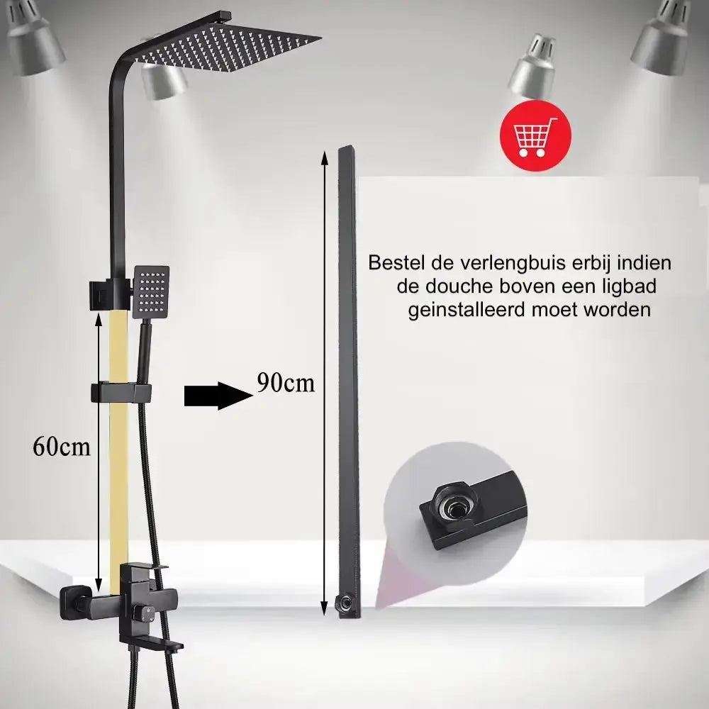 SaniSupreme Arizona opbouw bad doucheset 3 - weg met baduitloop 30 cm. regendouche RVS Geborsteld