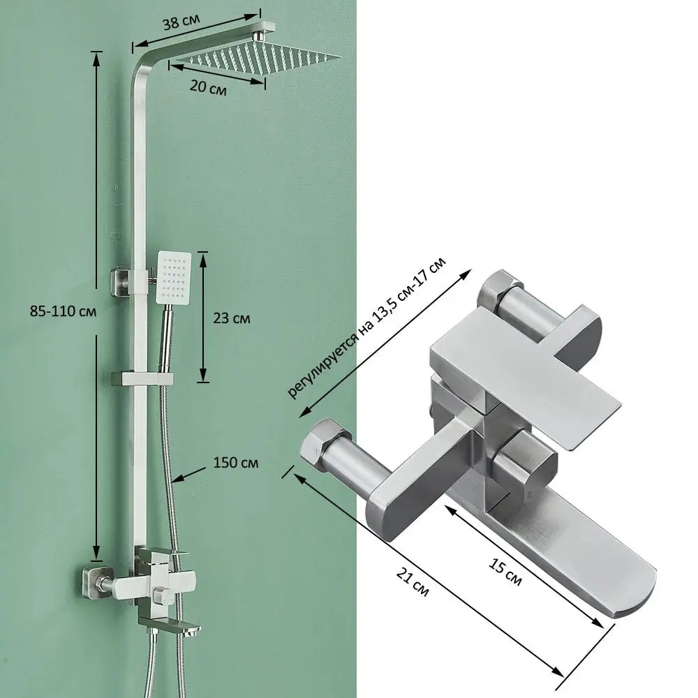 SaniSupreme Arizona opbouw bad doucheset 3 - weg met baduitloop 30 cm. regendouche RVS Geborsteld