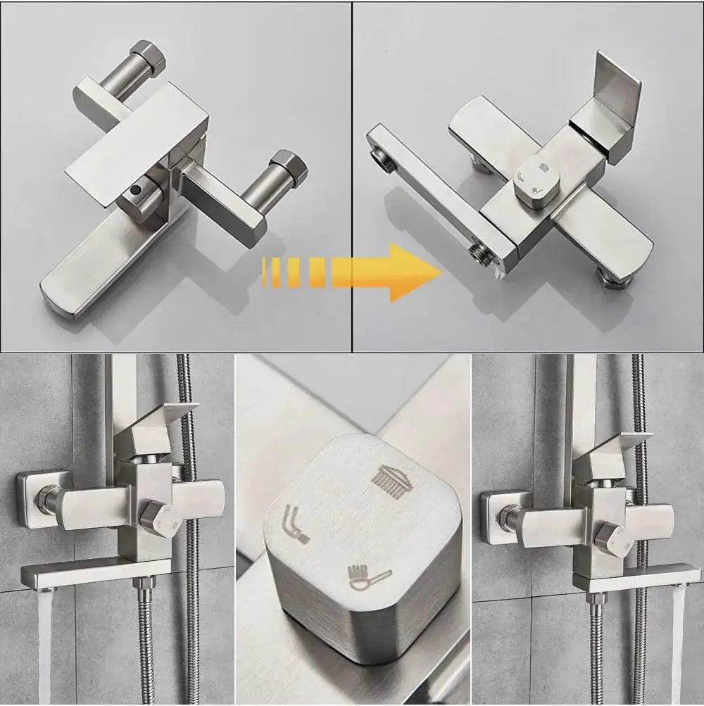 SaniSupreme Arizona opbouw bad doucheset 3 - weg met baduitloop 30 cm. regendouche RVS Geborsteld