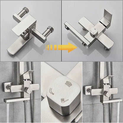 SaniSupreme Arizona opbouw bad doucheset 3 - weg met baduitloop 30 cm. regendouche RVS Geborsteld