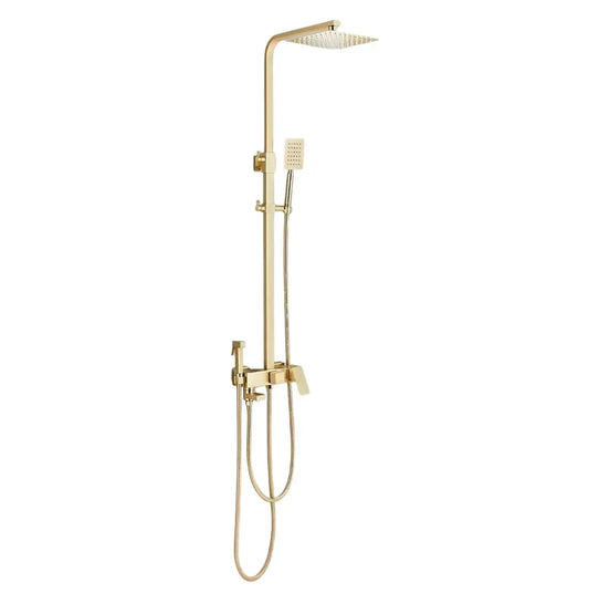 SaniSupreme Arizona Premium opbouw bad doucheset 4 - weg met baduitloop 30 cm en bidet regendouche Goud Geborsteld