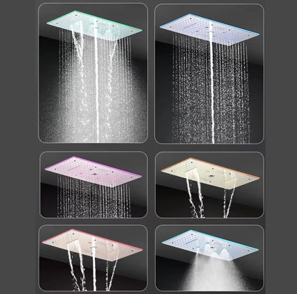 SaniSupreme® Aurora Plafond Thermostatische Doucheset 5 weg systeem Inbouw Plafond LED & Audio regendouche Chroom Glans