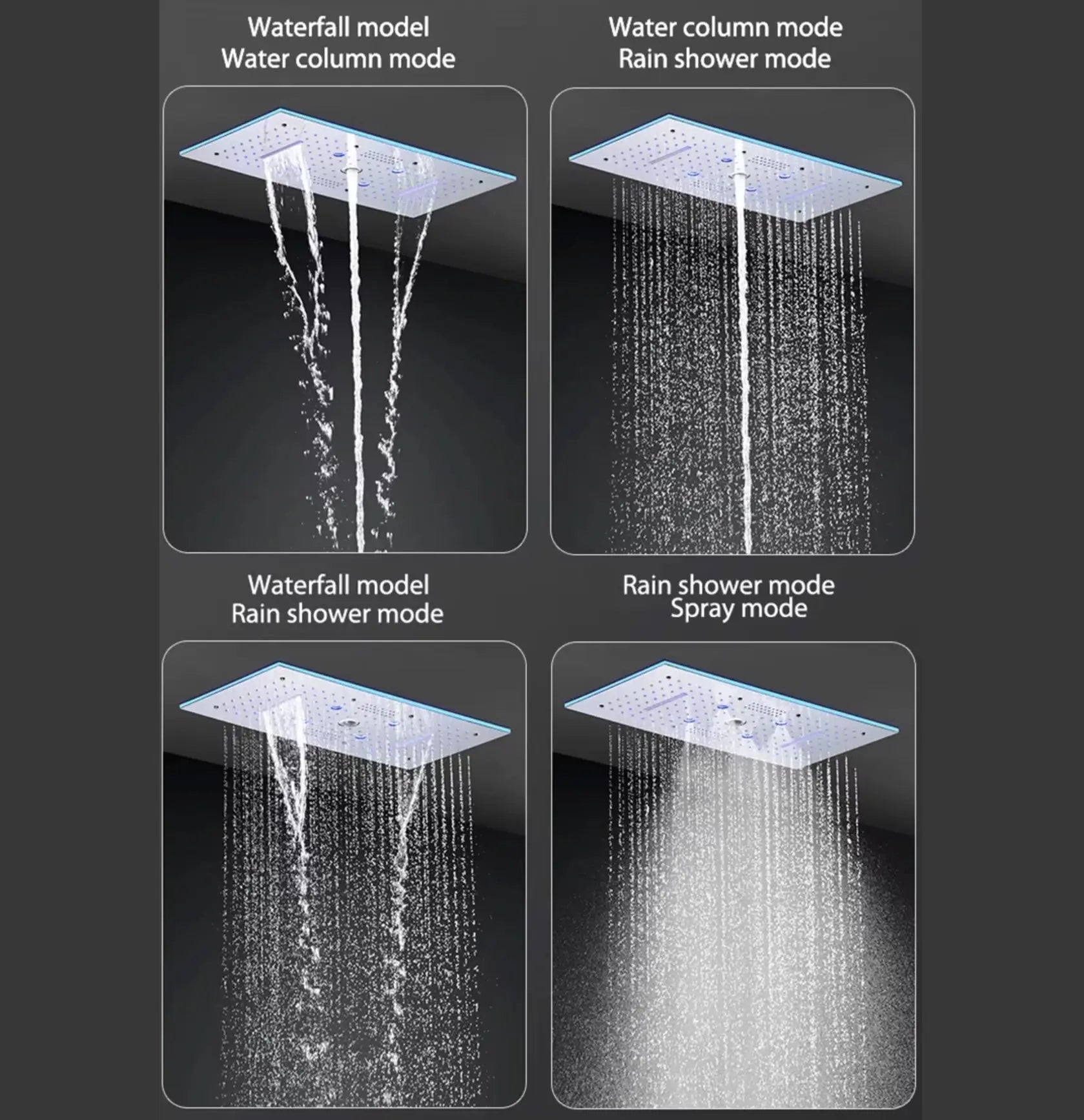 SaniSupreme® Aurora Plafond Thermostatische Doucheset 5 weg systeem Inbouw Plafond LED & Audio regendouche Chroom Glans