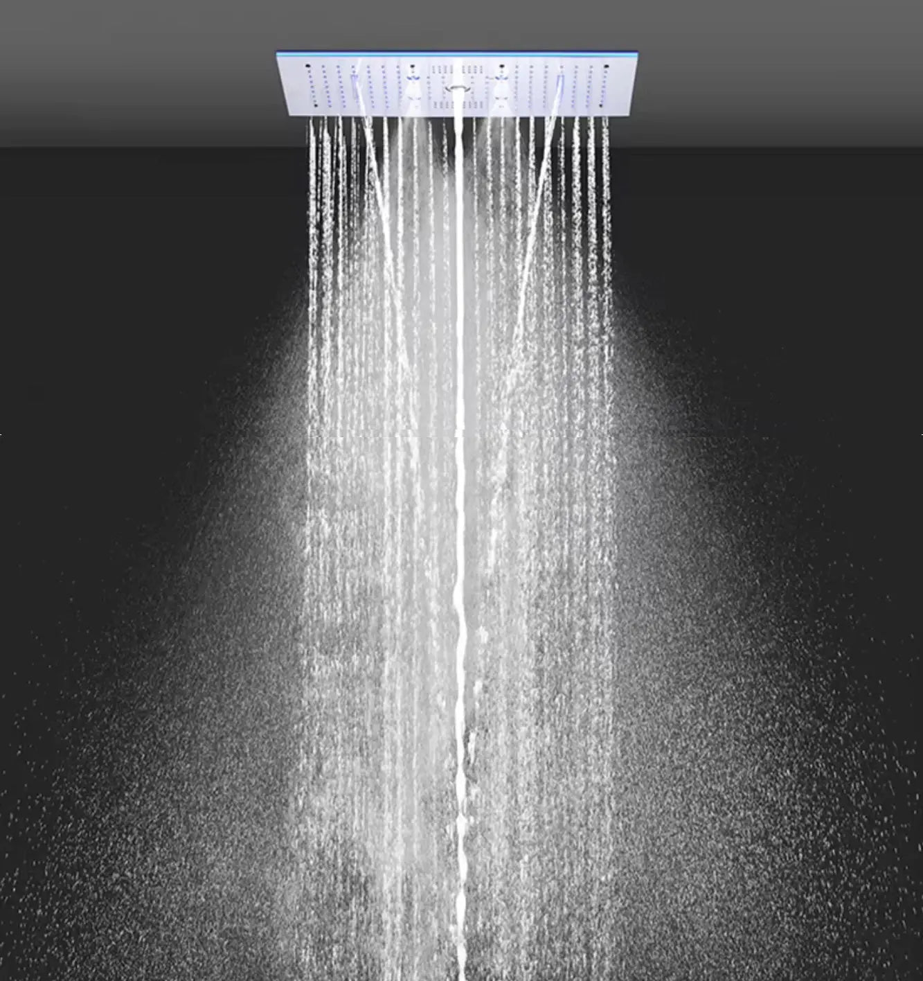 SaniSupreme® Aurora Plafond Thermostatische Doucheset 5 weg systeem Inbouw Plafond LED & Audio regendouche Chroom Glans