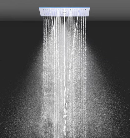 SaniSupreme® Aurora Plafond Thermostatische Doucheset 5 weg systeem Inbouw Plafond LED & Audio regendouche Chroom Glans