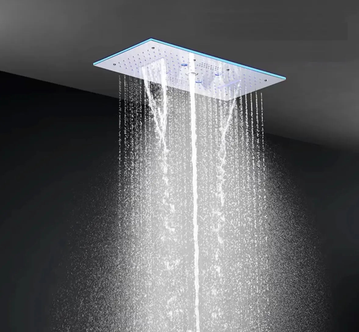 SaniSupreme® Aurora Plafond Thermostatische Doucheset 5 weg systeem Inbouw Plafond LED & Audio regendouche Chroom Glans