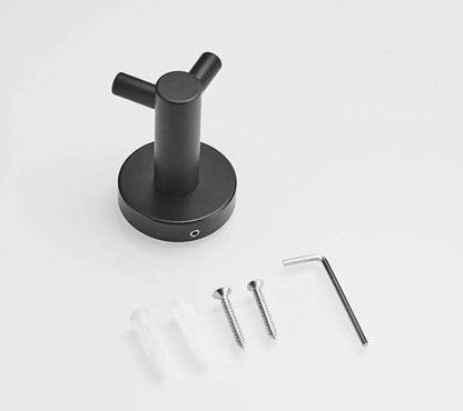 SaniSupreme Badkamer handdoek haak Chicago rond type C mat zwart per set van 2